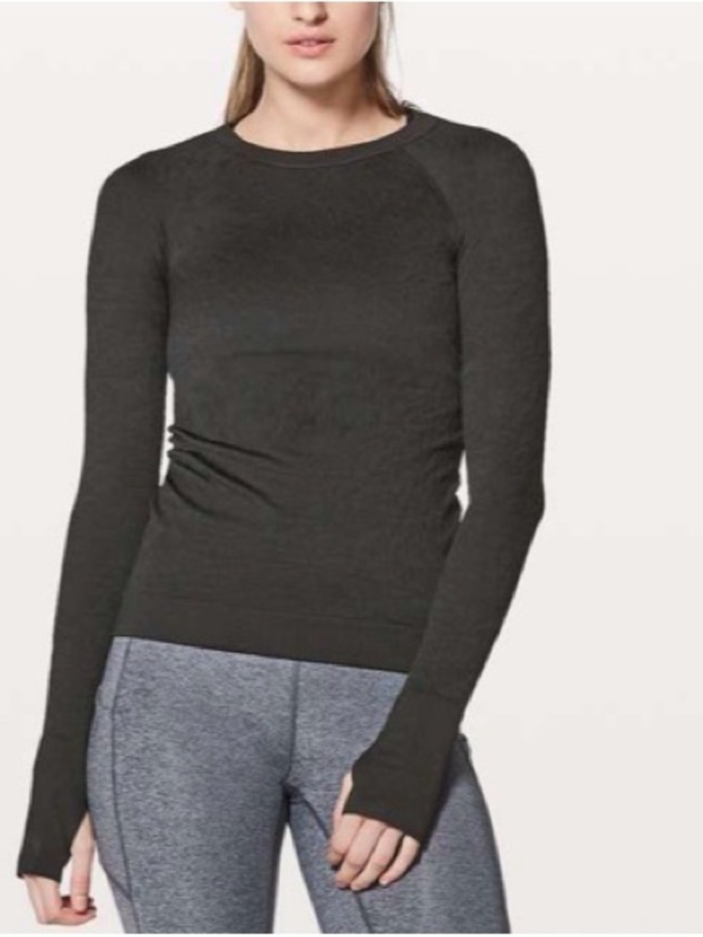 Lululemon sz 8 Rest Pass Long sleeve Pullover Black Cable Knit Textured VGC